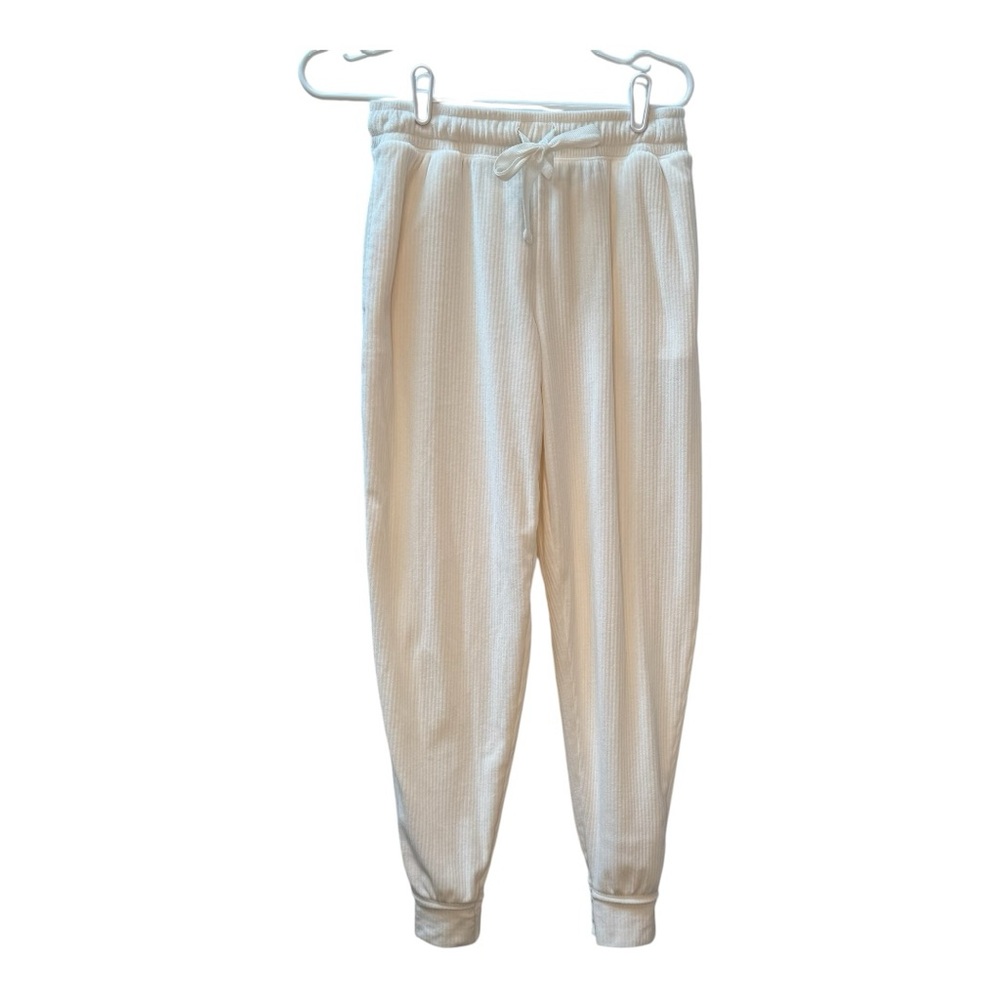 Jaclyn‎ Intimates Womens Small Cream Ribbed Knit Jogger Pajama Pants RN91523